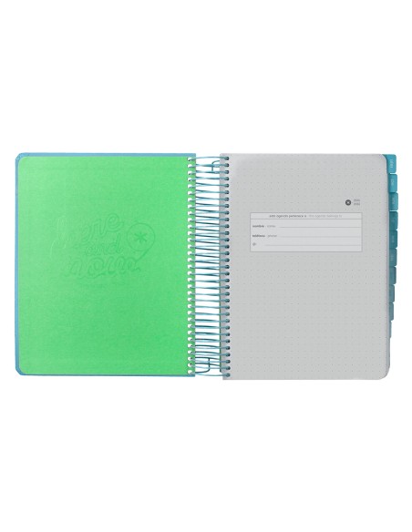 Agenda escolar antartik 25-26 espiral here and now azul dia pagina a5 bilingüe papel fsc 80 gr 80 gr