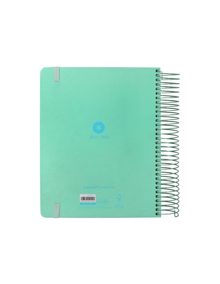 Agenda escolar antartik 25-26 espiral here and now turquesa dia pagina a5 bilingüe papel fsc 80 gr 80 gr