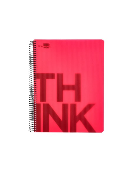 Cuaderno espiral liderpapel a4 micro think tapa plastico 140h 80gr cuadro 5mm 5 bandas 4 taladros 4