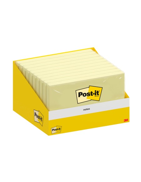 Bloc de notas adhesivas quita y pon post-it 76x127 mm 100 hojas amarillo canario retractilado individualmente