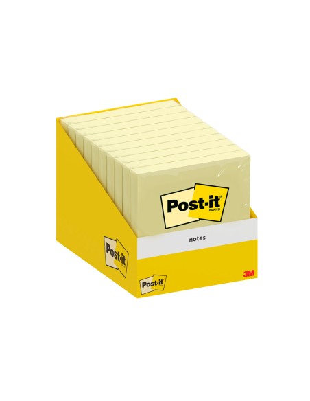 Bloc de notas adhesivas quita y pon post-it 76x76 mm 100 hojas amarillo canario retractilado individualmente