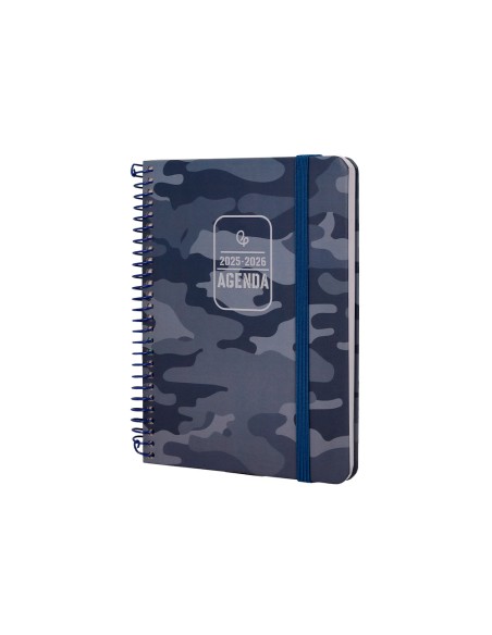 Agenda escolar liderpapel 25-26 espiral patterns militar gris semana vista a6 bilingüe papel fsc 80 gr