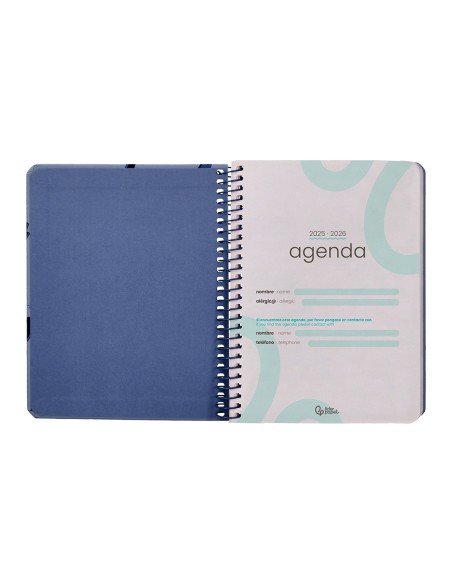 Agenda escolar liderpapel 25-26 espiral patterns militar gris semana vista a6 bilingüe papel fsc 80 gr