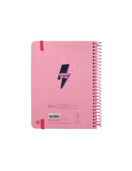 Agenda escolar liderpapel 25-26 espiral patterns rayos rosa semana vista a6 bilingüe papel fsc 80 gr