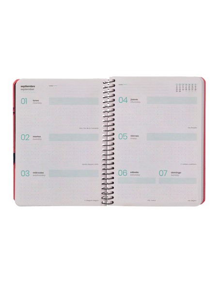 Agenda escolar liderpapel 25-26 espiral patterns zigzag semana vista a6 bilingüe papel fsc 80 gr