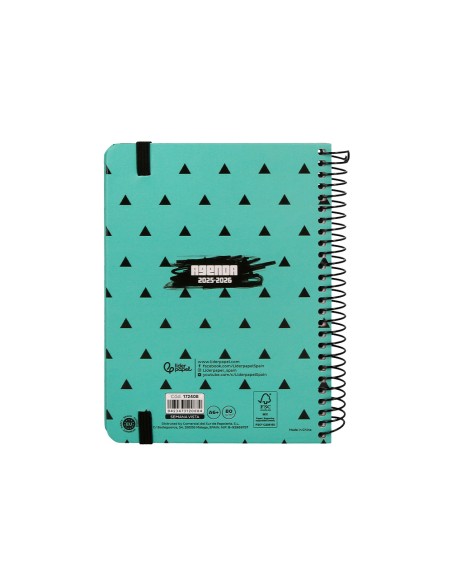 Agenda escolar liderpapel 25-26 espiral patterns triangulos semana vista a6 bilingüe papel fsc 80 gr