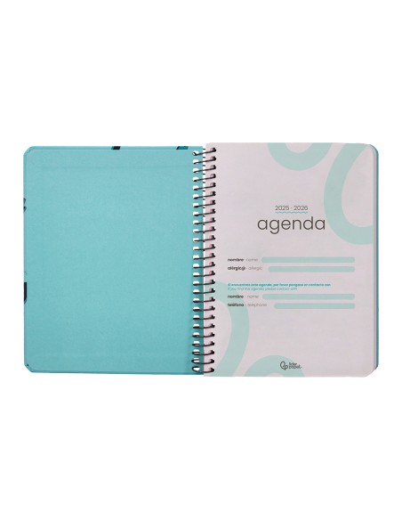 Agenda escolar liderpapel 25-26 espiral patterns triangulos semana vista a6 bilingüe papel fsc 80 gr
