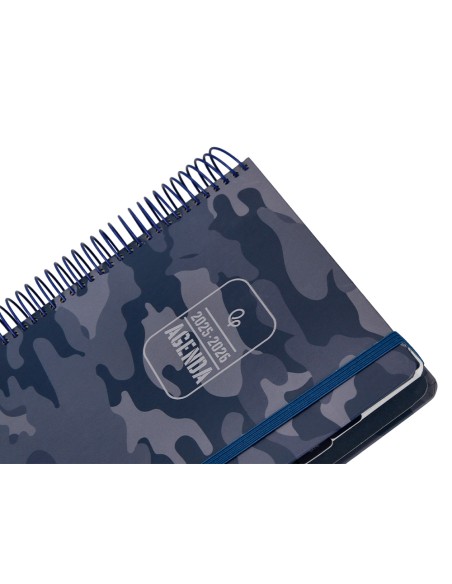 Agenda escolar liderpapel 25-26 espiral patterns militar gris dia pagina a5 bilingüe papel fsc 80 gr