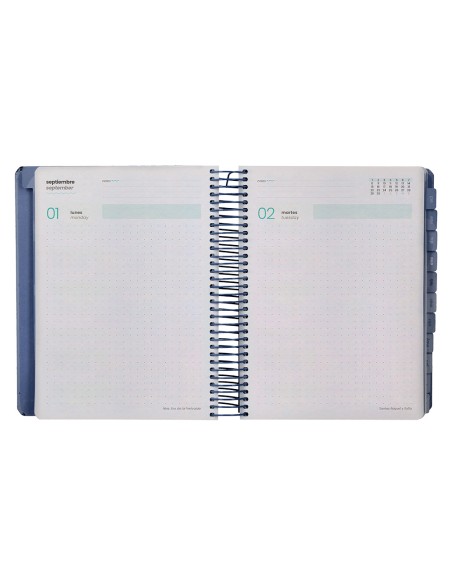 Agenda escolar liderpapel 25-26 espiral patterns militar gris dia pagina a5 bilingüe papel fsc 80 gr