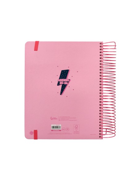Agenda escolar liderpapel 25-26 espiral patterns rayos rosa dia pagina a5 bilingüe papel fsc 80 gr