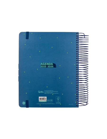 Agenda escolar liderpapel 25-26 espiral patterns rayos azul dia pagina a5 bilingüe papel fsc 80 gr