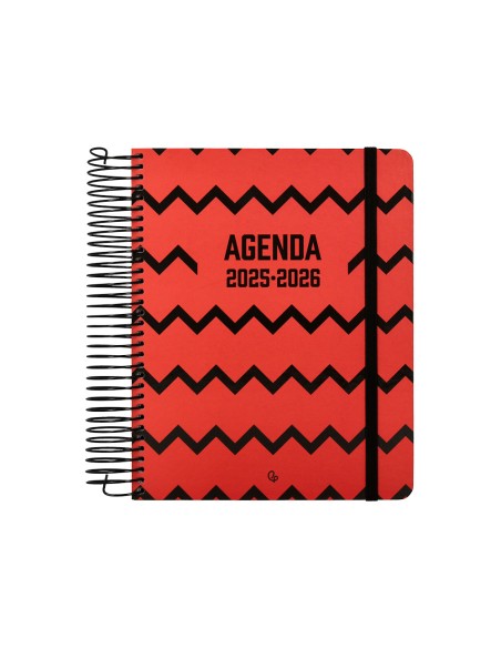 Agenda escolar liderpapel 25-26 espiral patterns zigzag dia pagina a5 bilingüe papel fsc