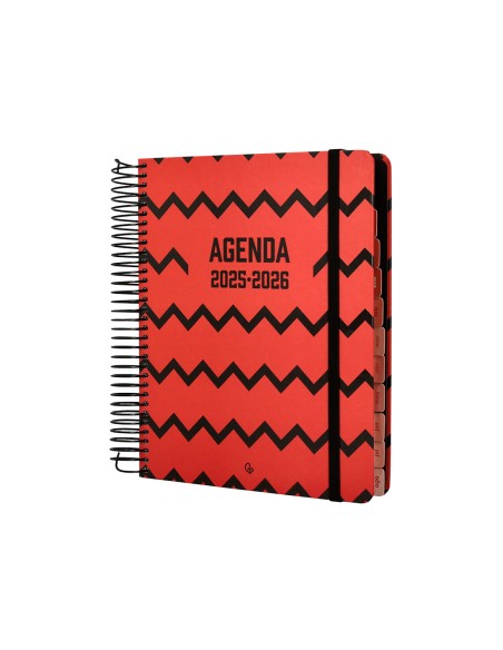 Agenda escolar liderpapel 25-26 espiral patterns zigzag dia pagina a5 bilingüe papel fsc