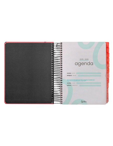 Agenda escolar liderpapel 25-26 espiral patterns zigzag dia pagina a5 bilingüe papel fsc