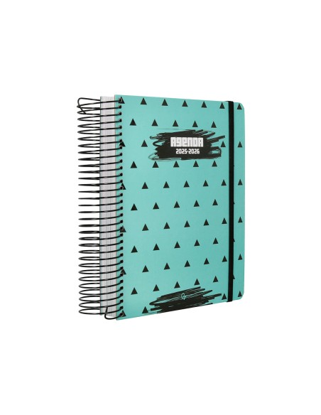 Agenda escolar liderpapel 25-26 espiral patterns triangulos dia pagina a5 bilingüe papel fsc 80 gr