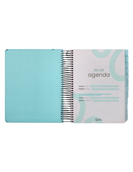 Agenda escolar liderpapel 25-26 espiral patterns triangulos dia pagina a5 bilingüe papel fsc 80 gr