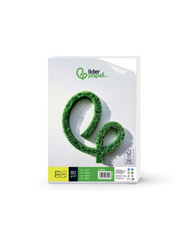 Papel liderpapel a5 80g/m2 liso paquete de 500...