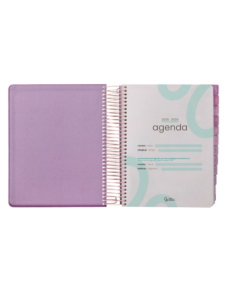 Agenda escolar liderpapel 25-26 espiral kymolos dia pagina a6 bilingüe papel fsc 80 gr