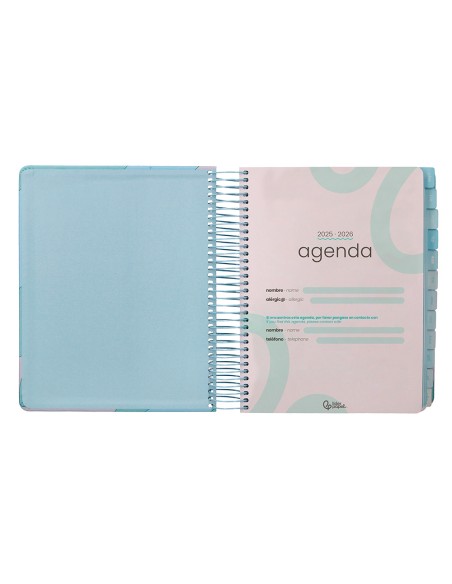 Agenda escolar liderpapel 25-26 espiral zante dia pagina a6 bilingüe papel fsc 80 gr