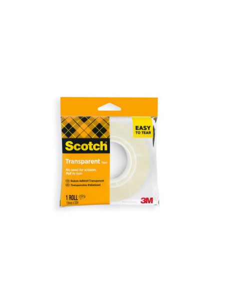 Cinta adhesiva scotch 508 transparente 33 m x 19 mm facil de cortar encelofanada individual