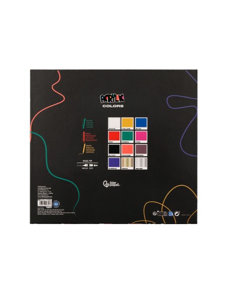 Rotulador liderpapel acrylic base agua todo tipo de superficie doble punta pincel y dot caja de 12 unidades surtidas