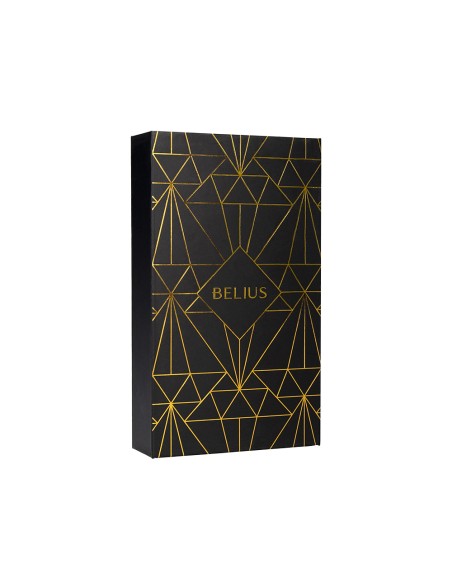 Pluma y estuche belius soiree color art deco negro y dorado tinta azul caja de diseño