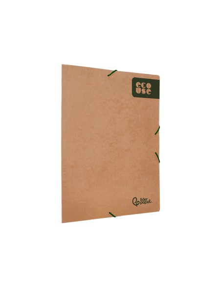 Carpeta liderpapel gomas tres solapas ecouse cartulina 400 gr din a4+ color kraft marron