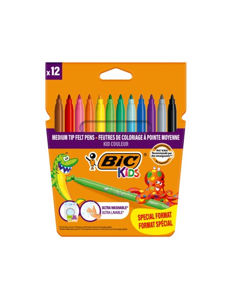 Rotulador bic kids couleur estuche de 10+2 colores tinta base de agua lavable