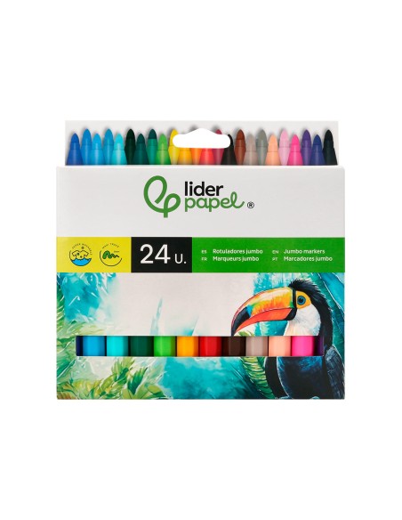Rotulador liderpapel jumbo caja de 24 unidades colores surtidos