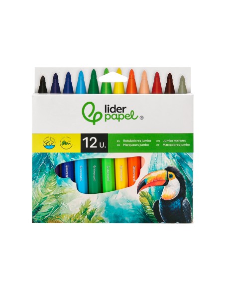 Rotulador liderpapel jumbo caja de 12 unidades colores surtidos