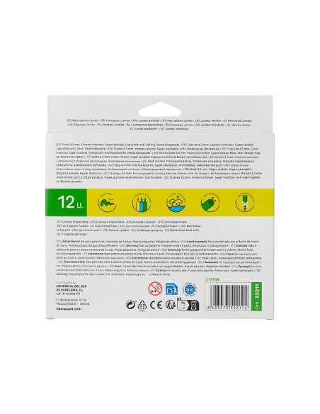 Rotulador liderpapel jumbo caja de 12 unidades colores surtidos