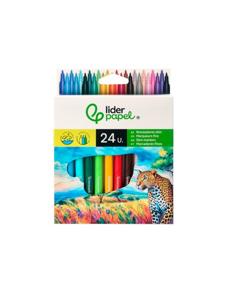 Rotulador liderpapel slim caja de 24 unidades colores surtidos