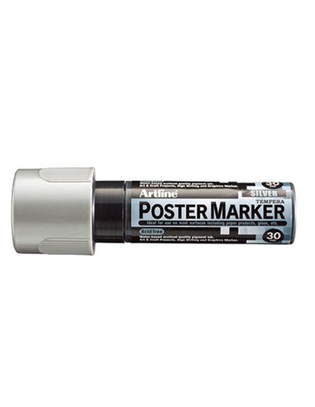 Rotulador artline poster marker epp-30 punta rectangular 30 mm color plata