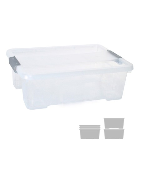 Caja de almacenaje archivo 2000 polipropileno apilable y encajable con tapa 10 litros transparente 280x400x130 mm