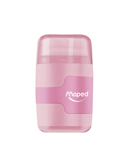 Sacapuntas maped plastico connect 2 usos con goma colores pastel surtidos