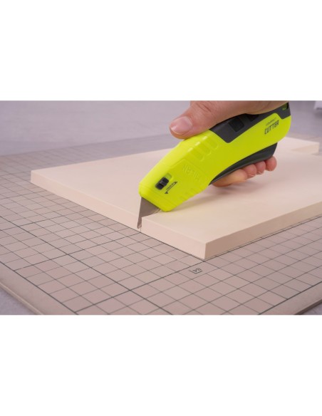 Cuter milan metalico ancho retractil de seguridad acid amarillo