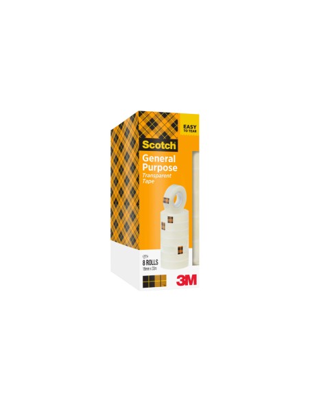 Cinta adhesiva scotch acordeon 33 m x 19 mm pack de 8 unidades