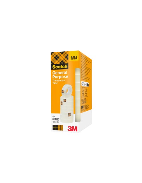 Cinta adhesiva scotch acordeon 33 m x 19 mm pack de 8 unidades