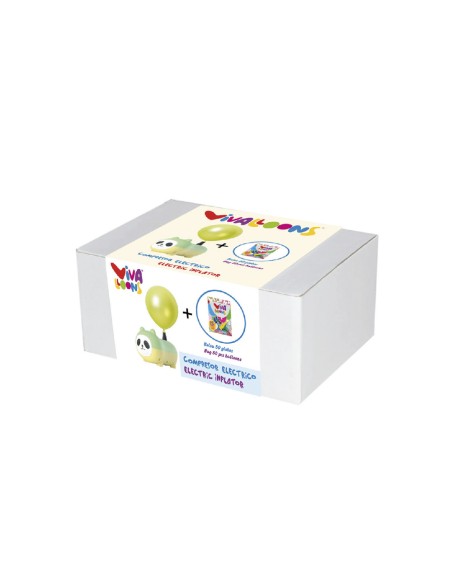 Compresor electrico panda 450w + bolsa de 50 globos 100% latex biodegradable colores surtidos regalo