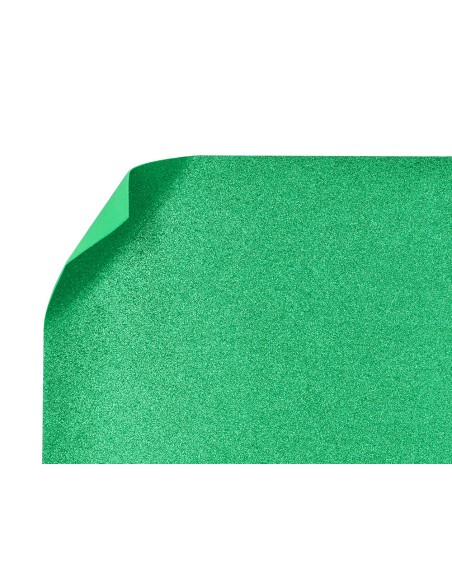Goma eva con purpurina biodegradable liderpapel 50x70cm 60g/m2 espesor 2 mm verde