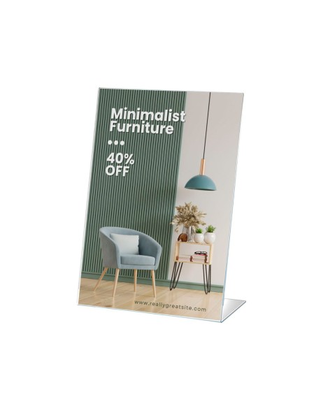 Expositor sobremesa archivo 2000 petg flexible en forma de l din a5 vertical 55x150x210 mm