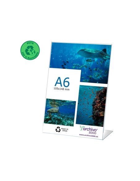 Expositor sobremesa archivo 2000 petg flexible en forma de l din a6 vertical 45x105x150 mm