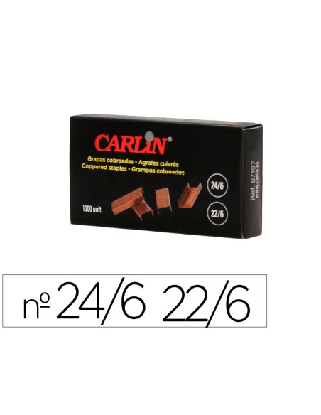 Grapas carlin n 22/6 24/6 cobreadas caja de 1000 unidades