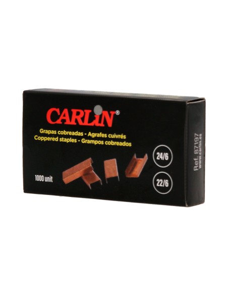 Grapas carlin n 22/6 24/6 cobreadas caja de 1000 unidades