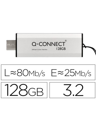 Memoria usb q-connect flash drive 128 gb 3.2...