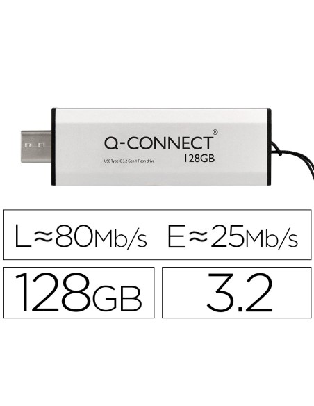 Memoria usb q-connect flash drive 128 gb 3.2 tipo c