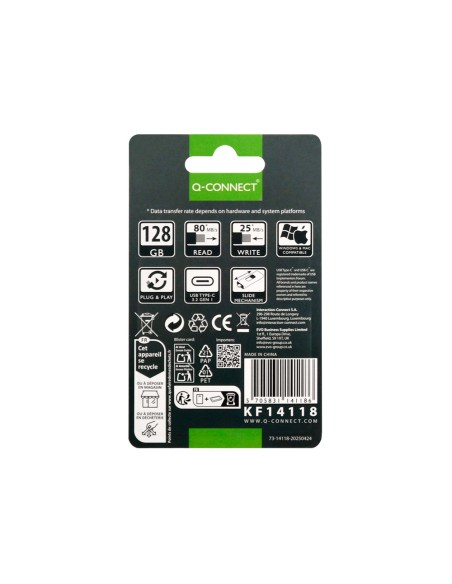 Memoria usb q-connect flash drive 128 gb 3.2 tipo c