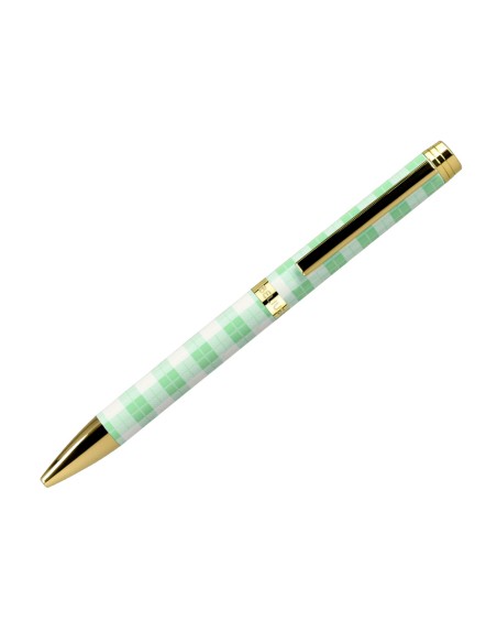 Boligrafo belius picnic aluminio color verde dorado tinta color azul caja de diseño