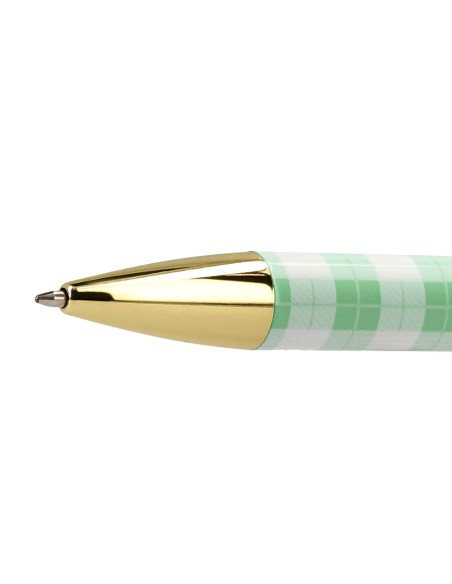 Boligrafo belius picnic aluminio color verde dorado tinta color azul caja de diseño