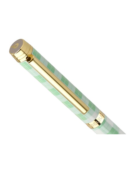 Boligrafo belius picnic aluminio color verde dorado tinta color azul caja de diseño